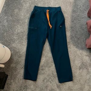 FIGS Scrub Pants Size Large Blue/Green Orange Tie